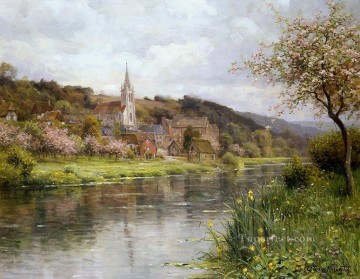  Aston Canvas - Along the seine landscape Louis Aston Knight river